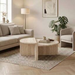 Decortie 'Aloeva' D-Shape Modular Coffee Table Set of 2 in Cream - Size: 1 Pack - thumbnail 1