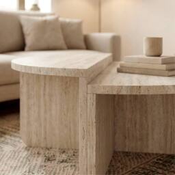 Decortie 'Aloeva' D-Shape Modular Coffee Table Set of 2 in Cream - Size: 1 Pack - thumbnail 3