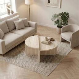 Decortie 'Aloeva' D-Shape Modular Coffee Table Set of 2 in Cream - Size: 1 Pack - thumbnail 4