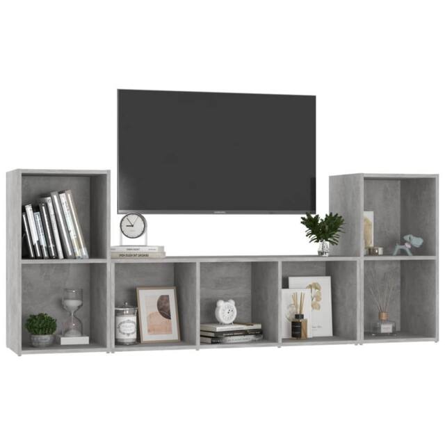 Berkfield Home Classic 3 Piece TV Cabinet Set Concrete Grey Engineered Wood - image 1