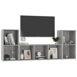 Berkfield Home Classic 3 Piece TV Cabinet Set Concrete Grey Engineered Wood - thumbnail 1