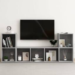 Berkfield Home Classic 3 Piece TV Cabinet Set Concrete Grey Engineered Wood - thumbnail 2
