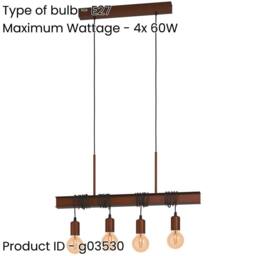 Loops Stylish Antique Brown E27 Ceiling Pendant Light Indoor Space Fixture - thumbnail 2