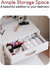 Home Discount Vida Designs Isla Dressing Table Set with Built-in Mirror & Stool in White - thumbnail 6