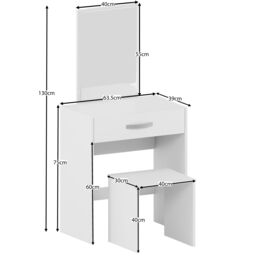 Home Discount Vida Designs Isla Dressing Table Set with Built-in Mirror & Stool in White - thumbnail 2