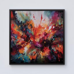 "Warren Reed - Designer A Vibrant Abstract Painting Of Halloween Framed Canvas in Black - Size: W16"" x H16""" - thumbnail 1