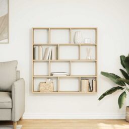 Berkfield Home Wall Cube Shelf 12 Compartments Sonoma Oak Engineered Wood in Brown - thumbnail 3