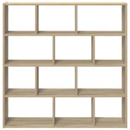Berkfield Home Wall Cube Shelf 12 Compartments Sonoma Oak Engineered Wood in Brown - thumbnail 4