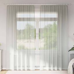 Berkfield Home Voile Curtains with Rod Pockets 2 pcs Light Grey - thumbnail 2