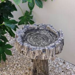 Primrose Teviot Tree Stump Design Decorative Garden Birdbath Bird Table 57.5cm in Grey - thumbnail 2