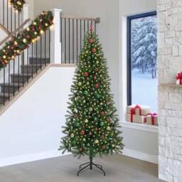 Berkfield Home Artificial Christmas Tree with 300 LEDs Green 240 cm PE & PVC - thumbnail 1