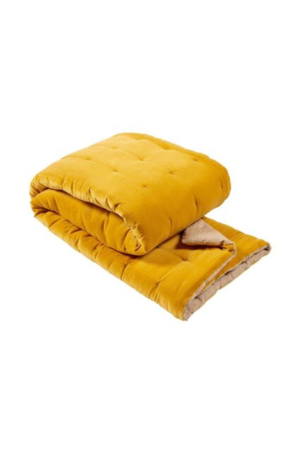 CHRISTY 'Jaipur' Quilted Velvet Throws in Yellow - Size: 140 cm x 200 cm - image 1