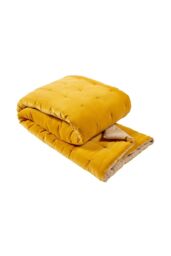 CHRISTY 'Jaipur' Quilted Velvet Throws in Yellow - Size: 140 cm x 200 cm