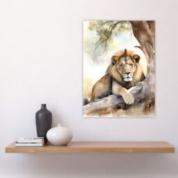 "Artery8 Majestic Lion African Savannah Watercolour Africa Large Wall Art Poster Print Thick Paper 18X24 Inch - Size: W18"" x H24""" - thumbnail 4