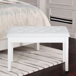 FURNOS Tufted Faux Leather Piano Bench Seat With Storage White - thumbnail 5