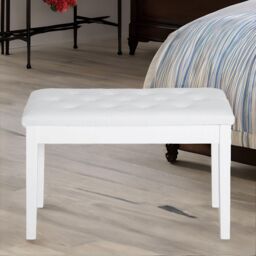 FURNOS Tufted Faux Leather Piano Bench Seat With Storage White - thumbnail 4