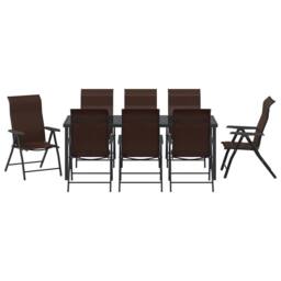 Berkfield Home 9 Piece Garden Dining Set Brown Poly Rattan - thumbnail 7