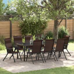 Berkfield Home 9 Piece Garden Dining Set Brown Poly Rattan