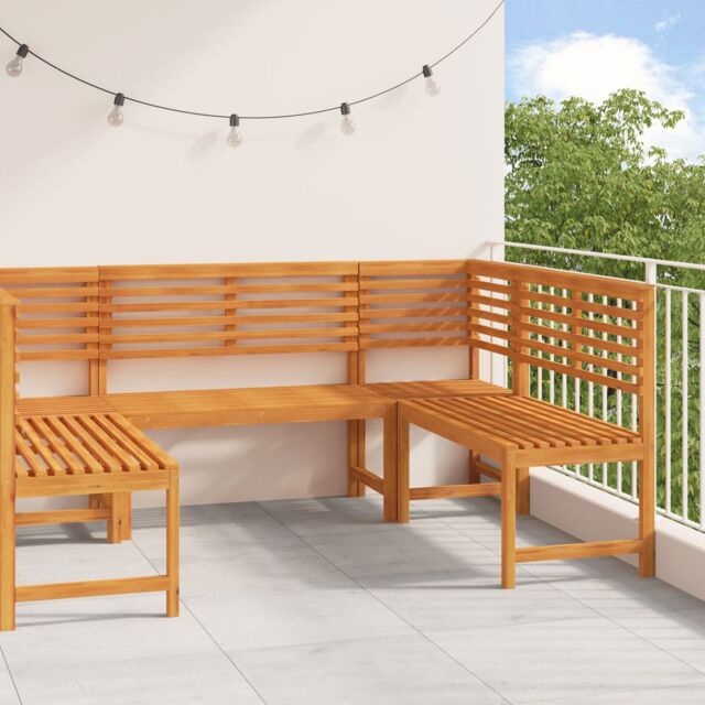 Berkfield Home 5-Piece Acacia Wood Garden Bench Set in Brown