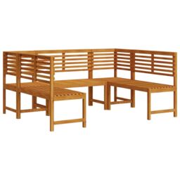 Berkfield Home 5-Piece Acacia Wood Garden Bench Set in Brown - thumbnail 2