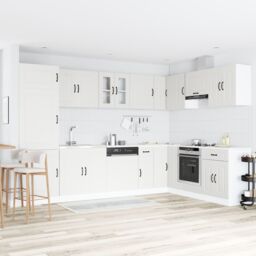 "Berkfield Home Kitchen Cabinet ""Kalmar"" with Double Basins White Engineered wood"