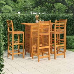 Berkfield Home 5 Piece Garden Bar Set Solid Wood Acacia in Brown - thumbnail 2