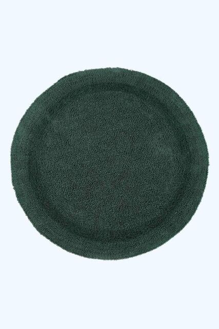 Homescapes Luxury Round Bath Mat Reversible 100% Cotton 1600GSM, 80cm, Quick Dry in Dark Green - image 1