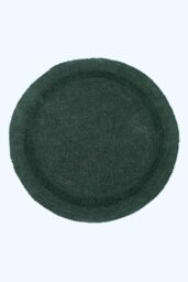 Homescapes Luxury Round Bath Mat Reversible 100% Cotton 1600GSM, 80cm, Quick Dry in Dark Green - thumbnail 1
