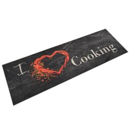 Berkfield Home Kitchen Rug Washable Cooking Black 60x180 cm Velvet