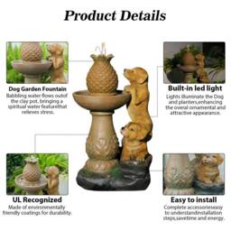 Bumilgar Cute Garden Solar Water Feature With Lights in Brown - thumbnail 2