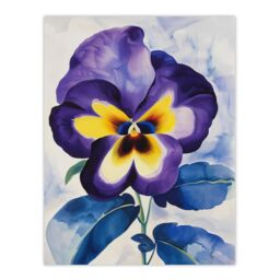 "Artery8 Purple Pansy Watercolour Painting Soft Floral Wall Art Print - Size: W18"" x H24""" - thumbnail 1