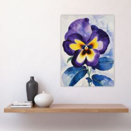 "Artery8 Purple Pansy Watercolour Painting Soft Floral Wall Art Print - Size: W18"" x H24""" - thumbnail 4