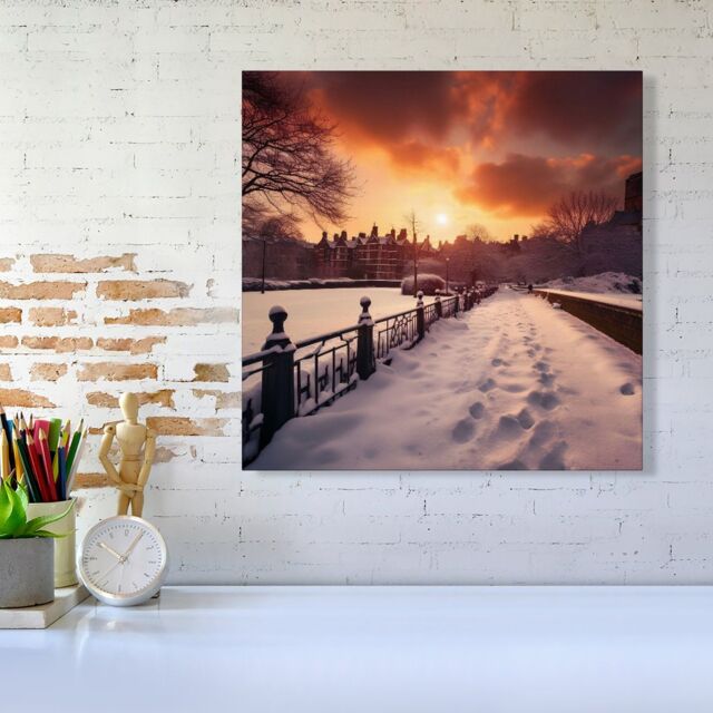 Warren Reed - Designer A Snowy Walk In London Canvas - Size: w10 inch x h10 inch - image 1
