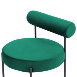 Wyld and Coco Emerald Velvet Armless Chair Round Seat and Roll Back Bolster Black in Green - thumbnail 5