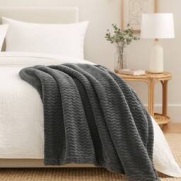 Voltico Jacquard Flannel Sherpa Throw - Charcoal&Grey, 130 × 160 cm in Charcoal - Size: 130 cm x160 cm - thumbnail 2