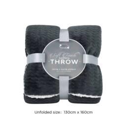 Voltico Jacquard Flannel Sherpa Throw - Charcoal&Grey, 130 × 160 cm in Charcoal - Size: 130 cm x160 cm - thumbnail 3