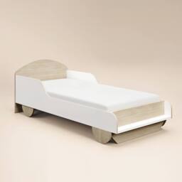 Flair Oliver Car Wooden Bed White & Oak - Size: Single - thumbnail 3