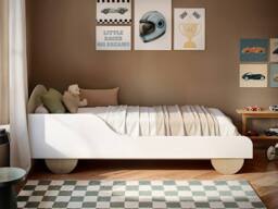 Flair Oliver Car Wooden Bed White & Oak - Size: Single - thumbnail 2