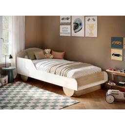 Flair Oliver Car Wooden Bed White & Oak - Size: Single