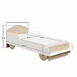 Flair Oliver Car Wooden Bed White & Oak - Size: Single - thumbnail 5