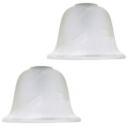 Happy Homewares Pair of White Alabaster Glass Shades with Traditional Shape for E14 & E27 - thumbnail 1