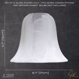 Happy Homewares Pair of White Alabaster Glass Shades with Traditional Shape for E14 & E27 - thumbnail 7