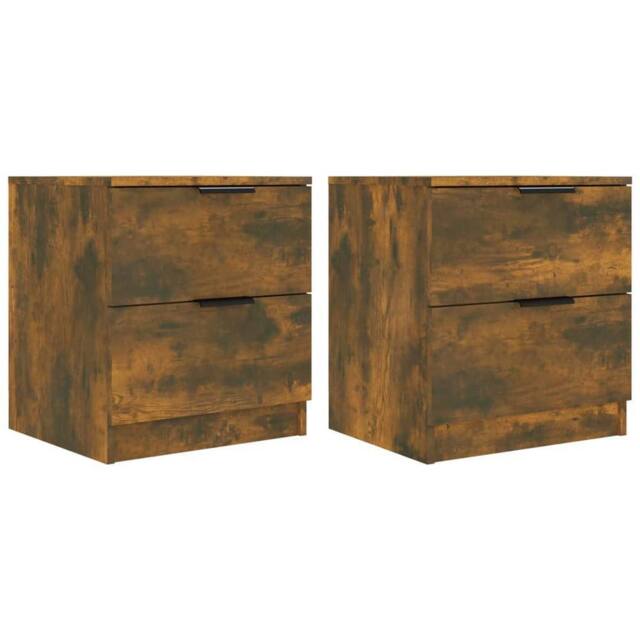 Berkfield Home Bedside Cabinets 2 pcs Smoked Oak Engineered Wood in Brown - image 1
