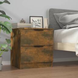 Berkfield Home Bedside Cabinets 2 pcs Smoked Oak Engineered Wood in Brown - thumbnail 8