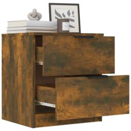 Berkfield Home Bedside Cabinets 2 pcs Smoked Oak Engineered Wood in Brown - thumbnail 7