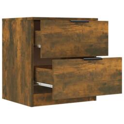 Berkfield Home Bedside Cabinets 2 pcs Smoked Oak Engineered Wood in Brown - thumbnail 6