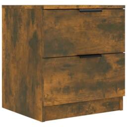 Berkfield Home Bedside Cabinets 2 pcs Smoked Oak Engineered Wood in Brown - thumbnail 3