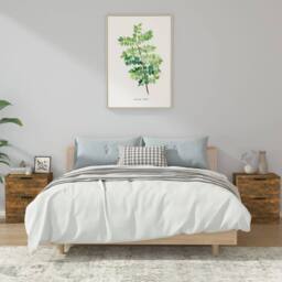 Berkfield Home Bedside Cabinets 2 pcs Smoked Oak Engineered Wood in Brown - thumbnail 2