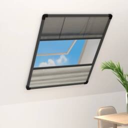 Berkfield Home Plisse Insect Screen for Windows Aluminium 60x80 cm with Shade in Black