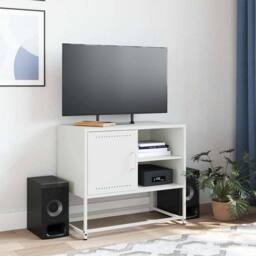 Berkfield Home TV Cabinet White 68x39x60.5 cm Steel - thumbnail 3